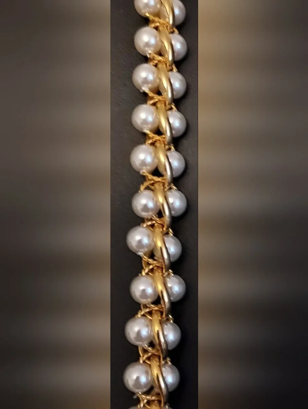 Vintage Interwoven Gold Chain & Faux Pearl Statement Necklace